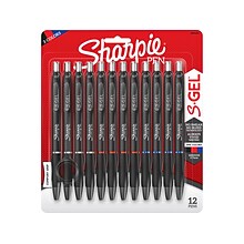 Sharpie S-Gel Retractable Gel Pen, Medium Point, Assorted Ink, Dozen (2096153)