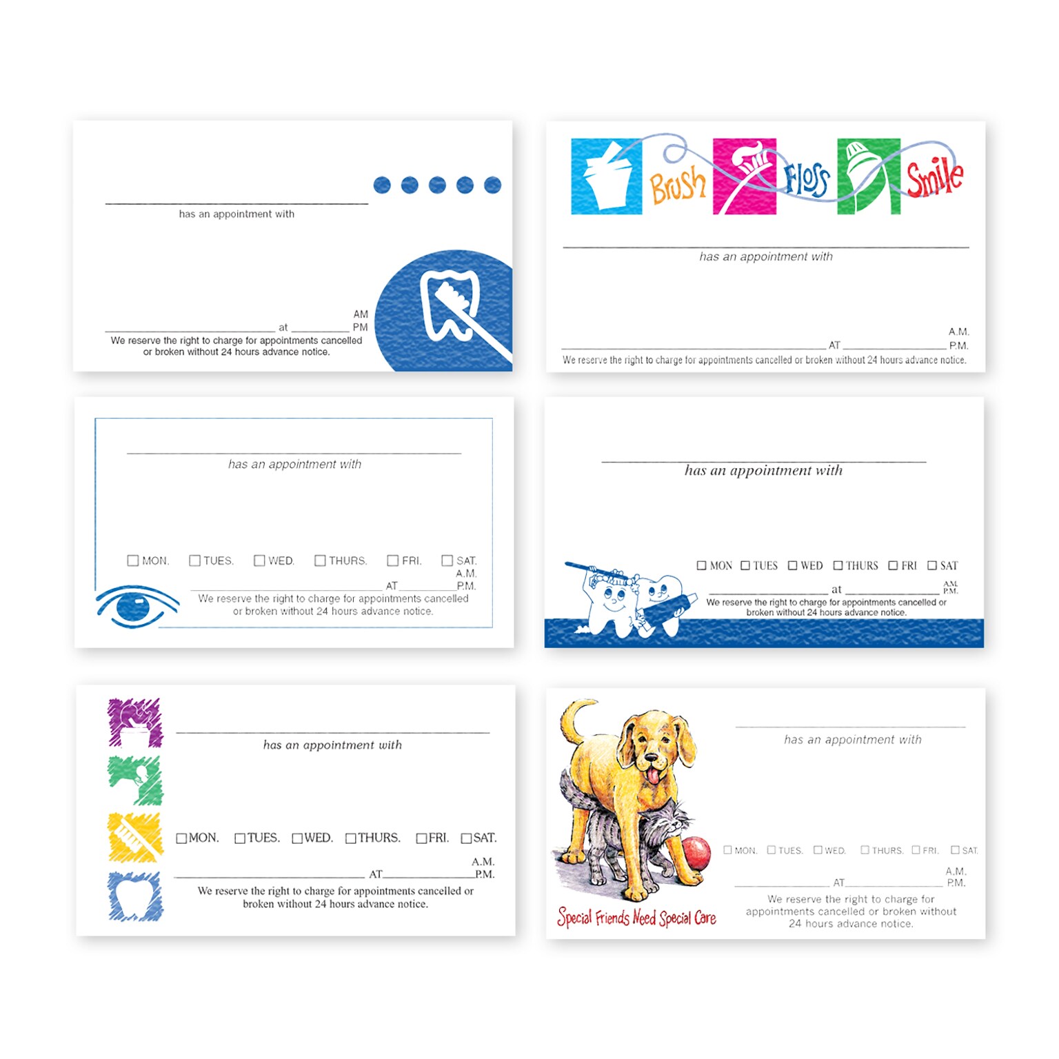 Custom Full Color Appointment Cards, White 14. pt Uncoated, Flat Print, 2-Sided, 250/Pk