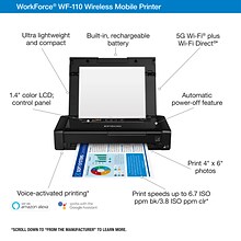 Epson WorkForce WF-110 Wireless, Lightweight, Compact Mobile Printer with built-in battery