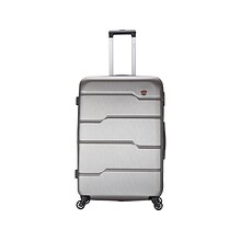 DUKAP RODEZ Large Plastic 4-Wheel Spinner Luggage, Silver (DKROD00L-COA)