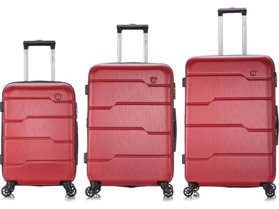 DUKAP Rodez 3-Piece Hardside Spinner Luggage Set, TSA Checkpoint Friendly, Red (DKRODSML-RED)