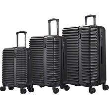 InUSA Ally 3-Piece Plastic Luggage Set, Black (IUALLSML-BLK)