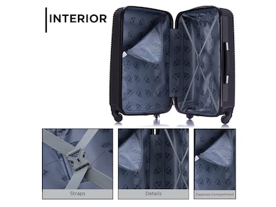 InUSA Royal 3-Piece Hardside Spinner Luggage Set, Black (IUROYSML-BLK)