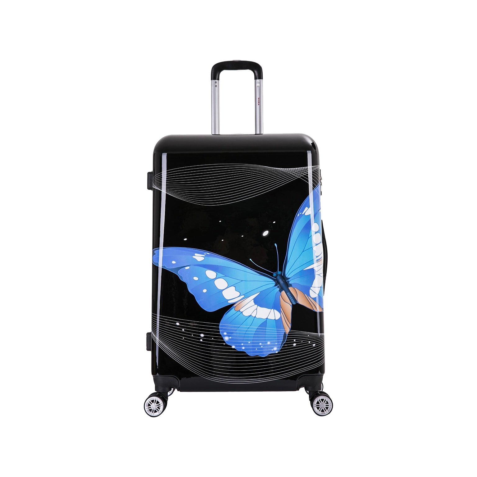 InUSA 28 Hardside Butterfly Suitcase, 4-Wheeled Spinner, TSA Checkpoint Friendly, Black Butterfly (IUAPC00L-BBU)