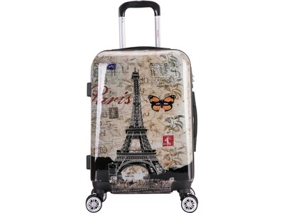 InUSA 20 Hardside Paris Carry-On Suitcase, 4-Wheeled Spinner, TSA Checkpoint Friendly, Paris (IUAPC