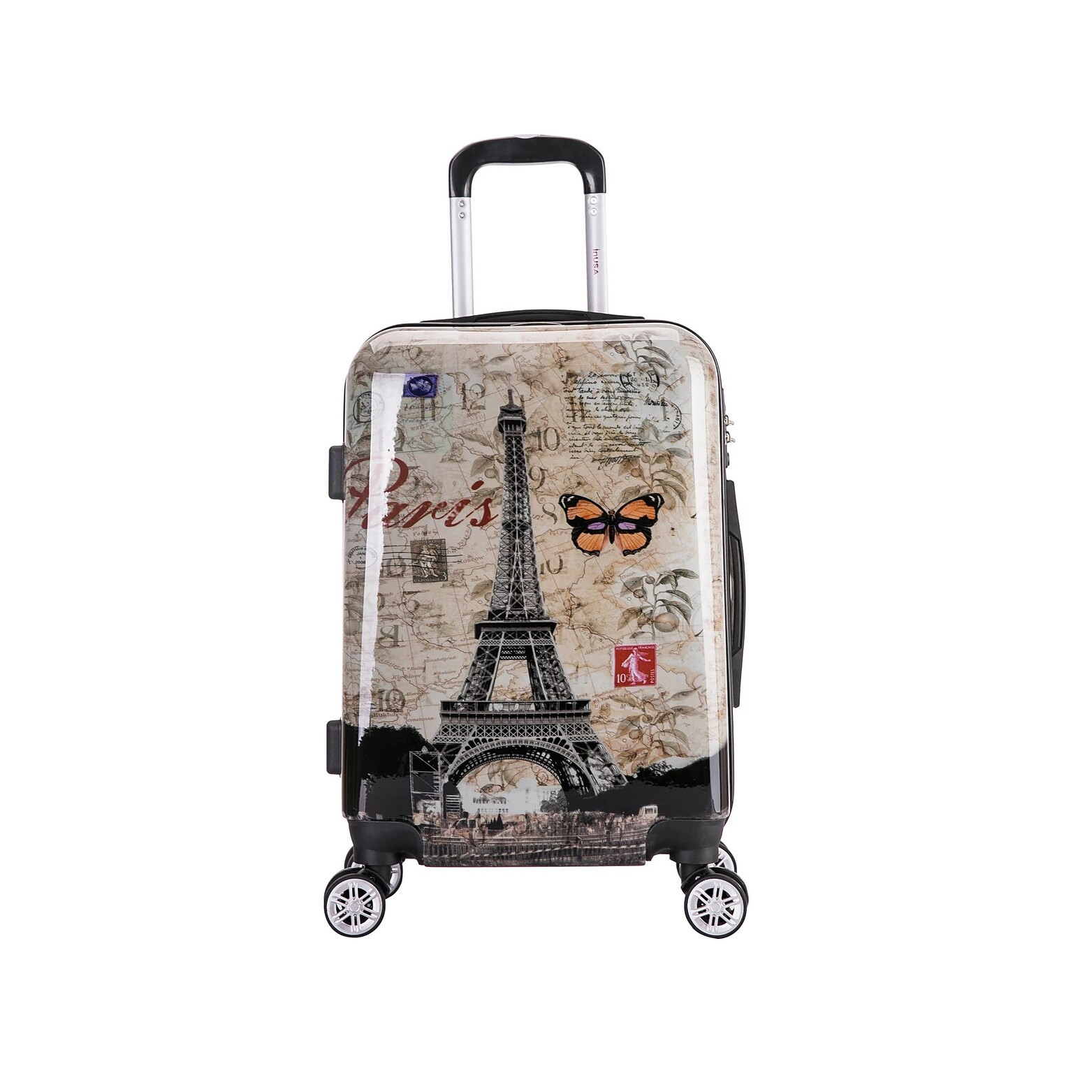 InUSA 20 Hardside Paris Carry-On Suitcase, 4-Wheeled Spinner, TSA Checkpoint Friendly, Paris (IUAPC00S-PAR)