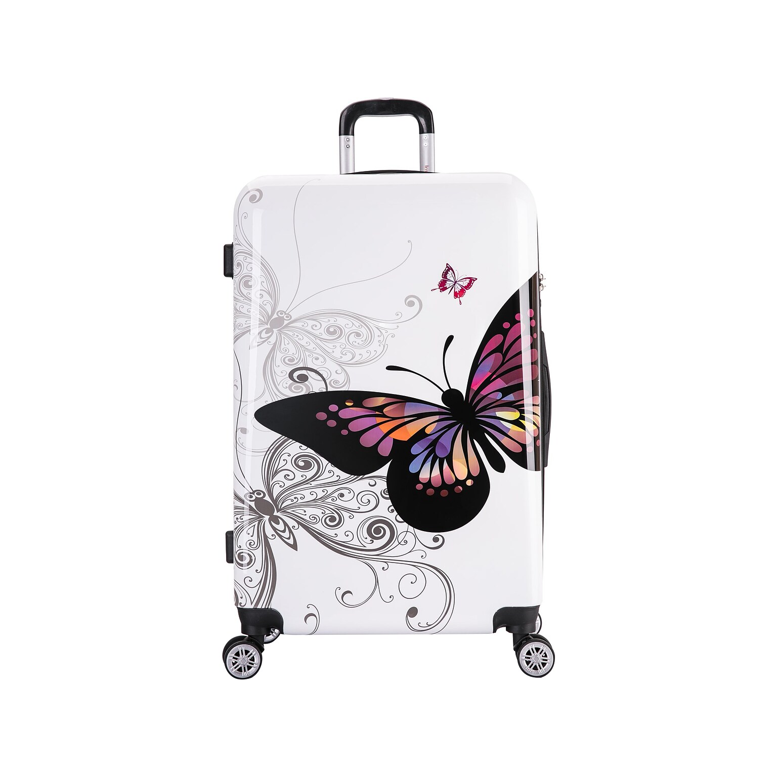 InUSA 28 Hardside Butterfly Suitcase, 4-Wheeled Spinner, TSA Checkpoint Friendly, Butterfly (IUAPC00L-BUT)