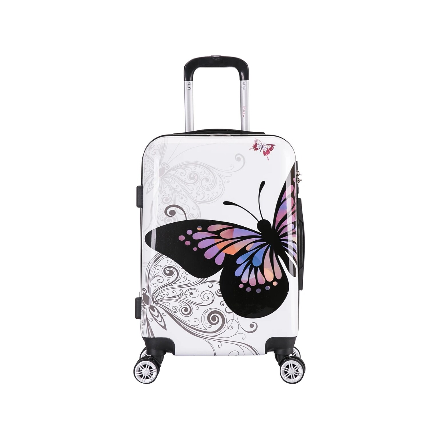 InUSA 20 Hardside Butterfly Carry-On Suitcase, 4-Wheeled Spinner, TSA Checkpoint Friendly, Butterfly (IUAPC00S-BUT)