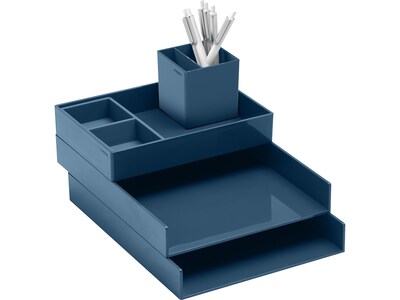 Poppin Super Stacked Set, Slate Blue Assorted Material, 6/Bundle (106079)