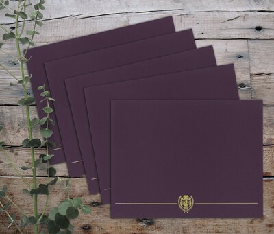 Great Papers Classic Crest Certificate Holders, 5" x 11", Plum, 5/Pack (903116)