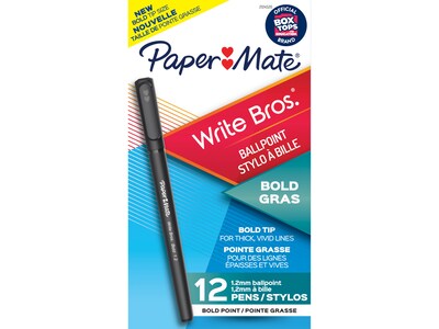 Paper Mate Write Bros. Ballpoint Pen, Bold Point, Black Ink, Dozen (2124520)