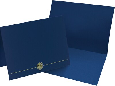 Great Papers Classic Crest Certificate Holders, 12" x 9.38", Navy, 25/Pack (903115PK5)