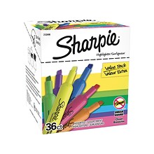 Sharpie Tank Highlighter, Chisel Tip, Assorted, 36/Pack (2133496)