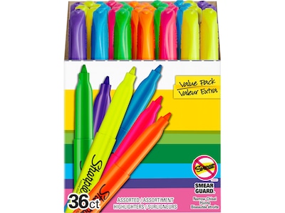 Sharpie Stick Highlighter, Chisel Tip, Assorted, 36/Pack (2133497)