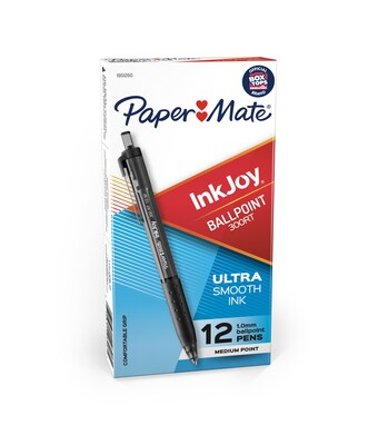 Paper Mate InkJoy 300 RT Retractable Ballpoint Pen, Medium Point, Black Ink, Dozen (1951260)