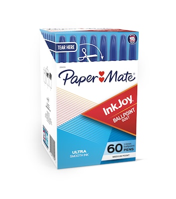 Paper Mate InkJoy 50ST Ballpoint Pen, Medium Point, Blue Ink, 60/Pack (2014534)
