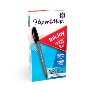 Paper Mate InkJoy 100ST Ballpoint Pen, Medium Point, Black Ink, Dozen (1951257)