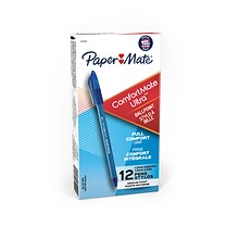 Paper Mate ComfortMate Ultra Ballpoint Pen, Medium Point, Blue Ink, Dozen (6110187)