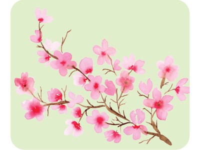 OTM Essentials Prints Cherry Blossoms Mouse Pad, Green/Pink/Brown (OP-MH-A03-12A)