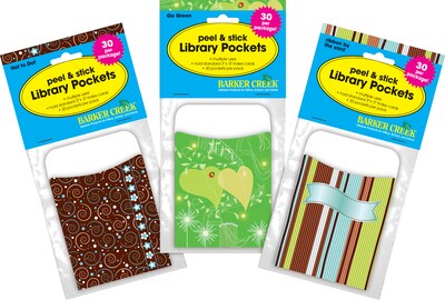 Barker Creek Calm Colors Library Pockets, Assorted Designs, 90/Set (4082)