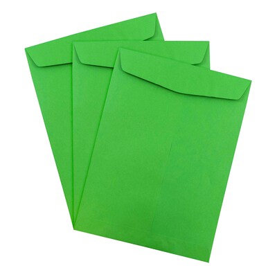 JAM Paper Open End Catalog Envelope, 9" x 12", Green, 100/Box (80402)