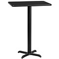 Flash Furniture 24x30 Laminate Rectangular Table Top, Black w/22x22 Bar Height Table Base (X