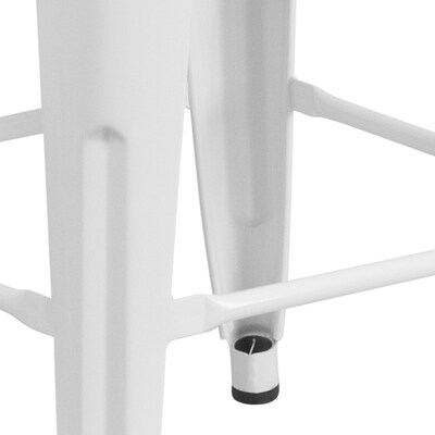 Flash Furniture Kai Industrial Metal Counter Stool without Back, White (CH3132024WH)
