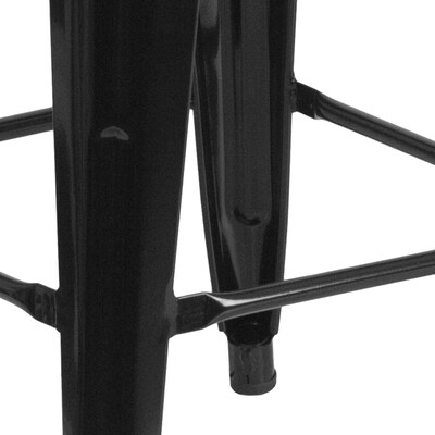 Flash Furniture Kai Industrial Metal Counter Stool without Back, Black (CH3132024BK)