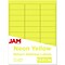 JAM Paper Laser/Inkjet Address Labels, 1 x 2 5/8, Neon Yellow, 30 Labels/Sheet, 4 Sheets/Pack (354