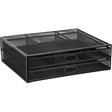 Mount-It! Monitor Stand with 2 Drawers, Up to 32, Black (MI-7365)