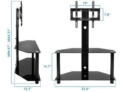 Mount-It! Steel Pedestal TV Stand, Screens up to 55", Black (MI-1860)