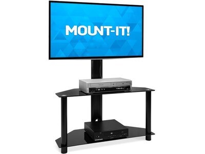 Mount-It! Steel Pedestal TV Stand, Screens up to 55", Black (MI-1860)