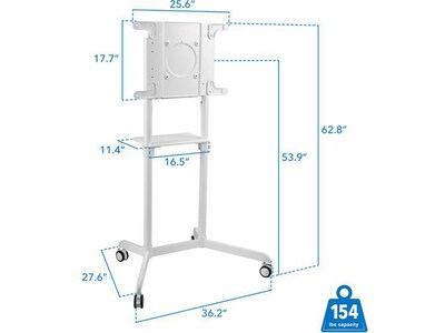 Mount-It! Steel Pedestal TV Stand, Screens up to 70", White (MI-8001)