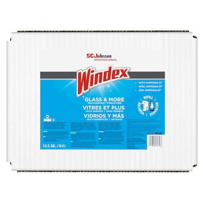 Windex Glass & More Cleaner with Ammonia-D, Unscented, 5 gal. Bag-in-Box Dispenser (696502)