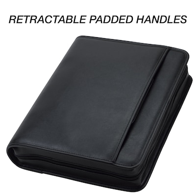 Samsill Leather Padfolio with Snap Closure, Black (15670)