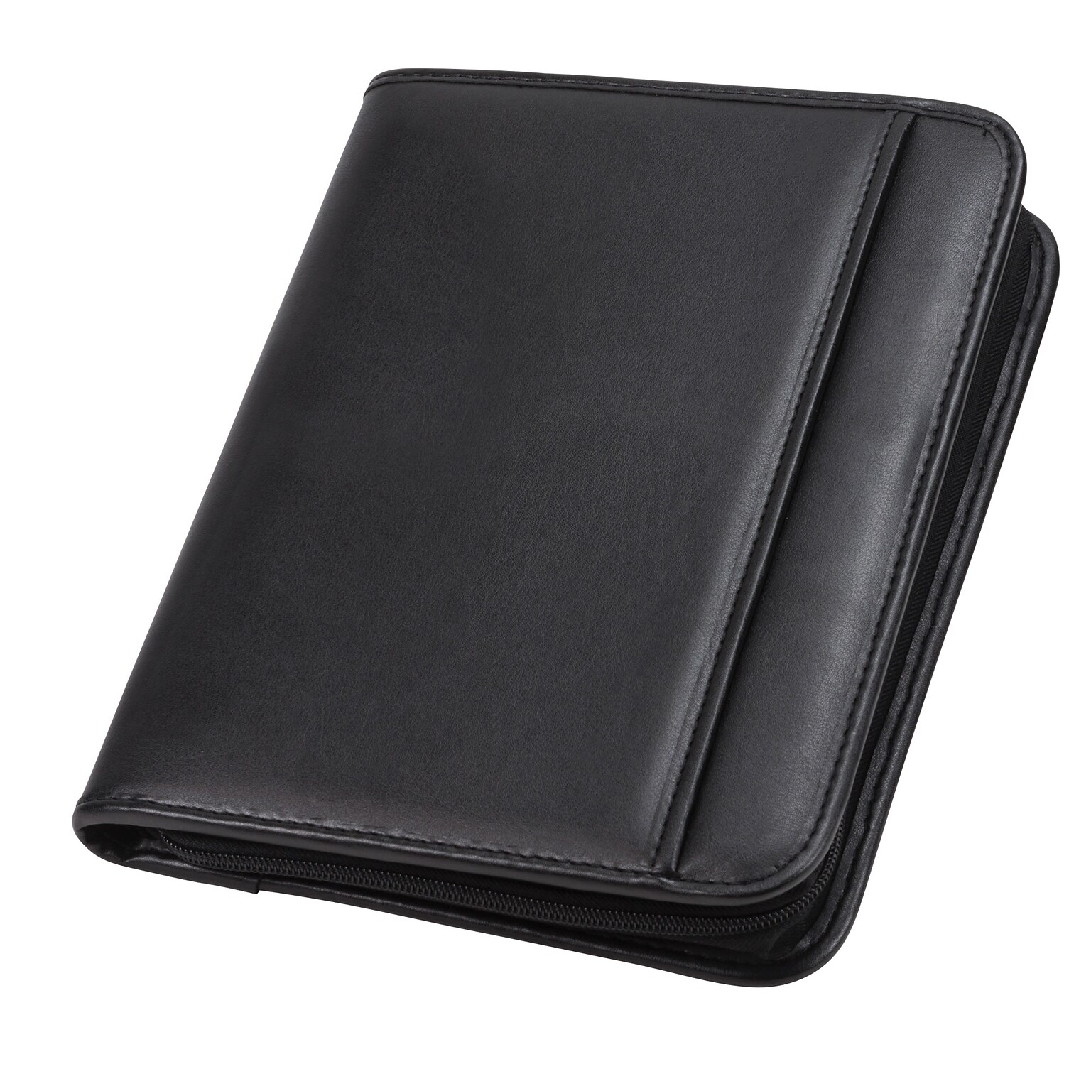 Samsill Professional Junior Leather Portfolio Case with Zipper Closure, Black Napa (70821)