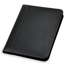 Samsill Contrast Stitch Leather Portfolio Case, Black (71720)