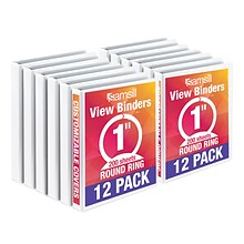 Samsill 1 3-Ring View Binders, White, 12/Pack (I008537C)
