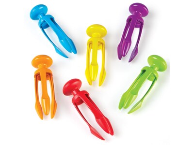 Learning Resources Tri-Grip Tongs, 0.3' x 2.8" x 3.9", Assorted Colors, 6/Pack (LER2964)