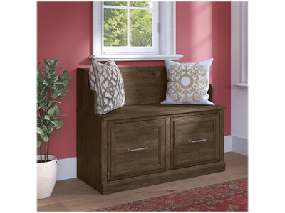 Bush Furniture Woodland 40W Entryway Bench with Doors, Ash Brown (WDL005ABR)