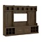 Bush Furniture Woodland Full Entryway Storage Set with Coat Rack and Shoe Bench with Doors, Ash Brow