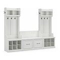 Bush Furniture Woodland Entryway Storage Set with Hall Trees and Shoe Bench with Doors, White Ash (W