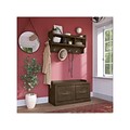 Bush Furniture Woodland 40W Shoe Storage Bench with Doors and Wall Mounted Coat Rack, Ash Brown (WDL