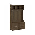 Bush Furniture Woodland 40W Hall Tree and Shoe Storage Bench with Doors, Ash Brown (WDL001ABR)
