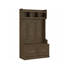 Bush Furniture Woodland 40W Hall Tree and Shoe Storage Bench with Doors, Ash Brown (WDL001ABR)