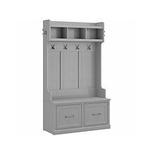 Bush Furniture Woodland 40W Hall Tree and Shoe Storage Bench with Doors, Cape Cod Gray (WDL001CG)
