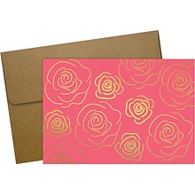 Great Papers! Gold Roses Glossy Personal Notecard, Pink/Gold, 50/Pack (2020153)