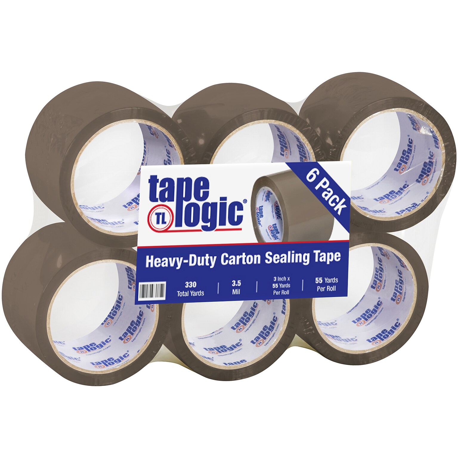Tape Logic #350 Industrial Heavy Duty Packing Tape, 3 x 55 yds., Tan, 6/Carton (T905350T6PK)