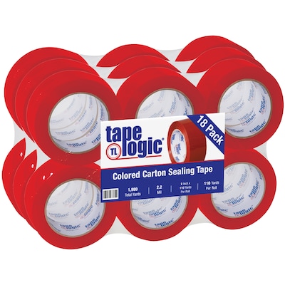 Tape Logic Colored Carton Sealing Heavy Duty Packing Tape, 2 x 110 yds., Red, 18/Carton (T90222R18P