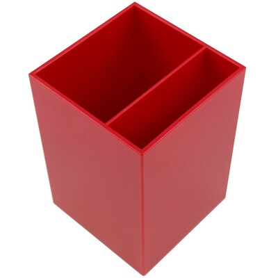 JAM Paper® Plastic Pen Holder, Red, Desktop Pencil Cup, Sold Individually (341re)